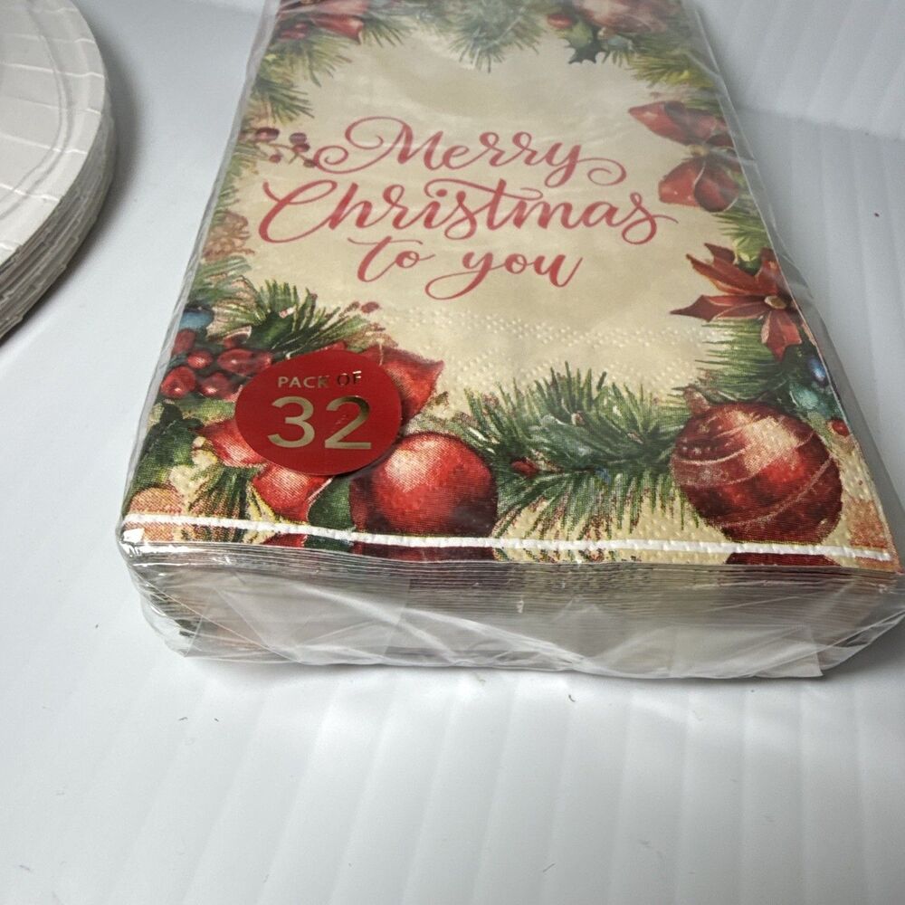 North Pole Print Shop Merry Christmas to You 48ct Paper Plates & Napkins - Picture 7 of 7